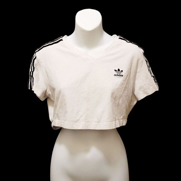 2/$20 Adidas White & Black Cropped Top Size: M - Picture 2 of 7